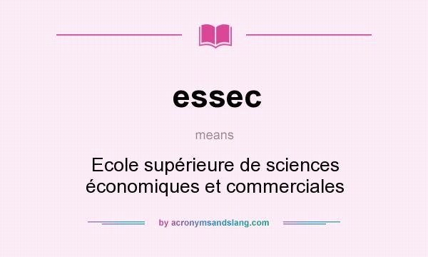 What does essec mean? It stands for Ecole supérieure de sciences économiques et commerciales