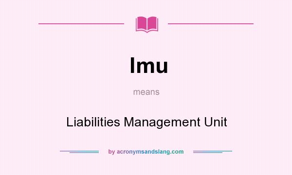 What does lmu mean? It stands for Liabilities Management Unit