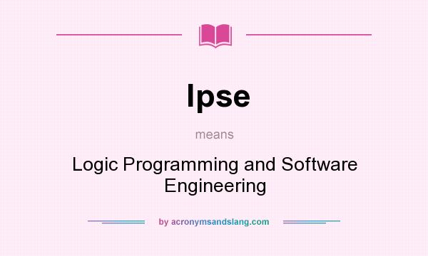 What does lpse mean? It stands for Logic Programming and Software Engineering