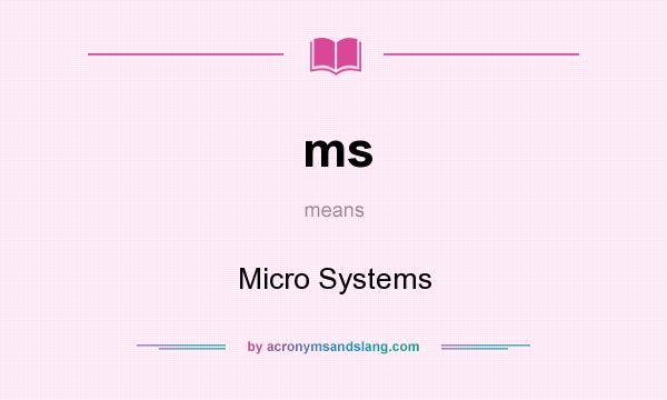 What does ms mean? It stands for Micro Systems