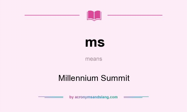 What does ms mean? It stands for Millennium Summit