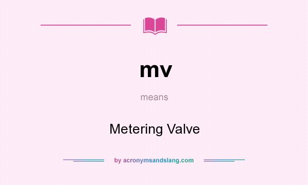 What does mv mean? It stands for Metering Valve