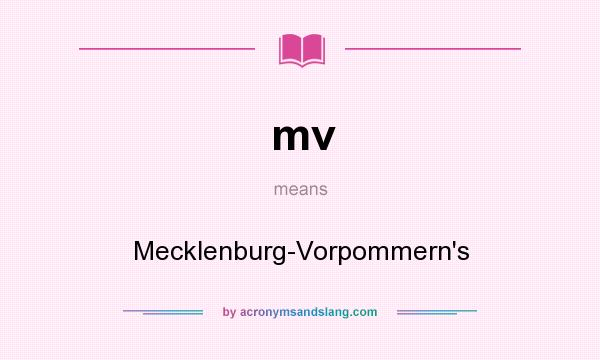 What does mv mean? It stands for Mecklenburg-Vorpommern`s