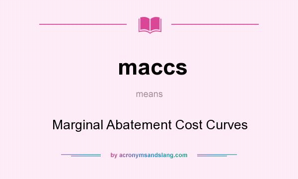 What does maccs mean? It stands for Marginal Abatement Cost Curves
