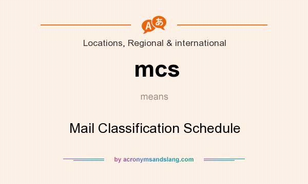 What does mcs mean? It stands for Mail Classification Schedule