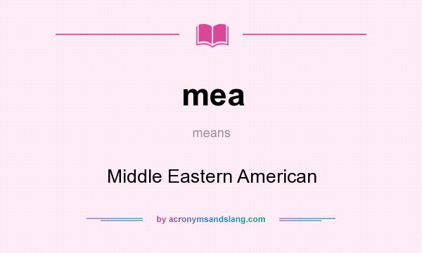 What does mea mean? It stands for Middle Eastern American