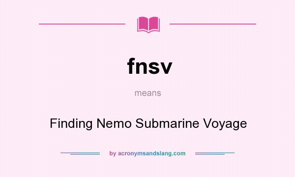 What does fnsv mean? It stands for Finding Nemo Submarine Voyage
