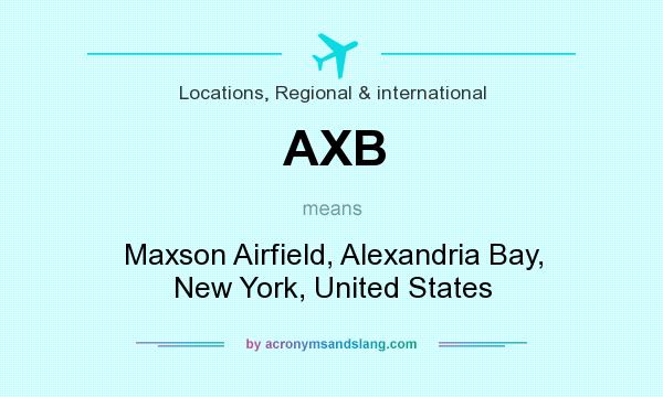 What does AXB mean? It stands for Maxson Airfield, Alexandria Bay, New York, United States