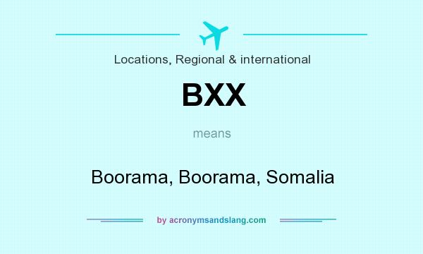 What does BXX mean? It stands for Boorama, Boorama, Somalia