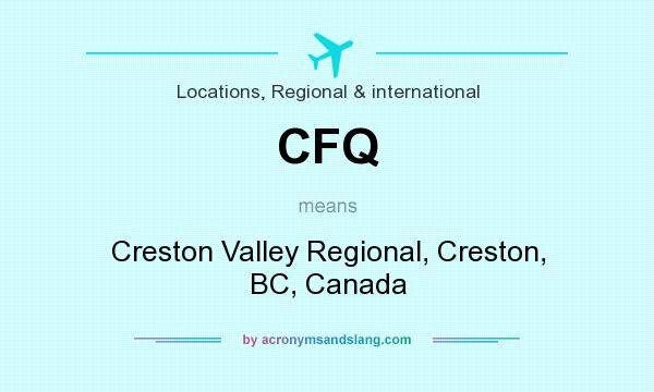 What does CFQ mean? It stands for Creston Valley Regional, Creston, BC, Canada
