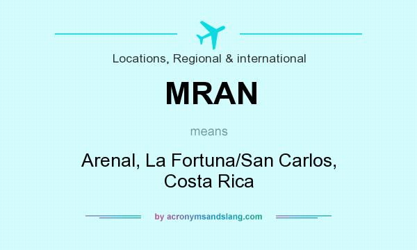 What does MRAN mean? It stands for Arenal, La Fortuna/San Carlos, Costa Rica