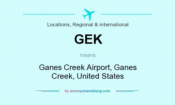 What does GEK mean? It stands for Ganes Creek Airport, Ganes Creek, United States