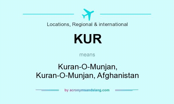 What does KUR mean? It stands for Kuran-O-Munjan, Kuran-O-Munjan, Afghanistan