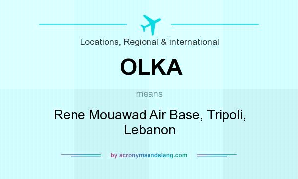What does OLKA mean? It stands for Rene Mouawad Air Base, Tripoli, Lebanon