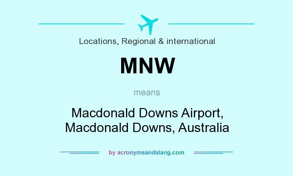 What does MNW mean? It stands for Macdonald Downs Airport, Macdonald Downs, Australia