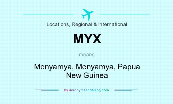 What does MYX mean? It stands for Menyamya, Menyamya, Papua New Guinea