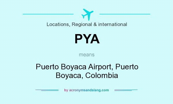 What does PYA mean? It stands for Puerto Boyaca Airport, Puerto Boyaca, Colombia