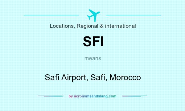 What does SFI mean? It stands for Safi Airport, Safi, Morocco