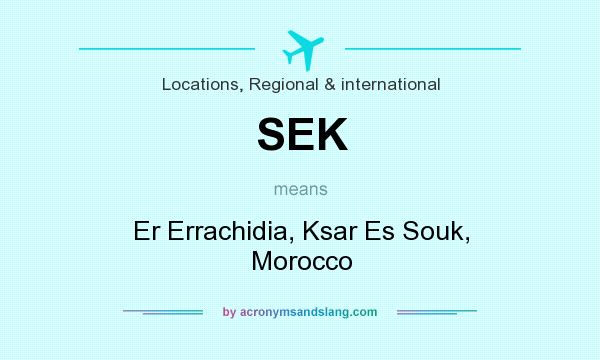 What does SEK mean? It stands for Er Errachidia, Ksar Es Souk, Morocco