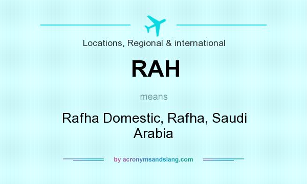 What does RAH mean? It stands for Rafha Domestic, Rafha, Saudi Arabia