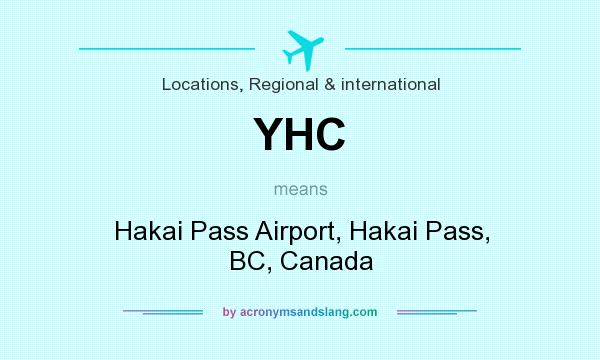 What does YHC mean? It stands for Hakai Pass Airport, Hakai Pass, BC, Canada