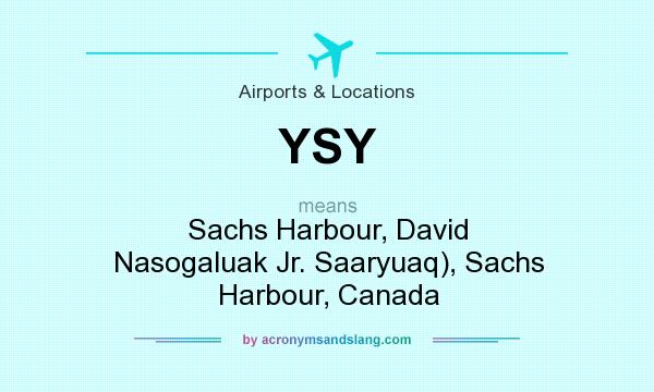 What does YSY mean? It stands for Sachs Harbour, David Nasogaluak Jr. Saaryuaq), Sachs Harbour, Canada