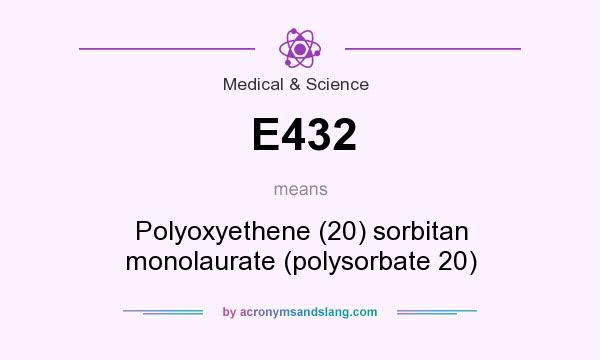 What does E432 mean? It stands for Polyoxyethene (20) sorbitan monolaurate (polysorbate 20)
