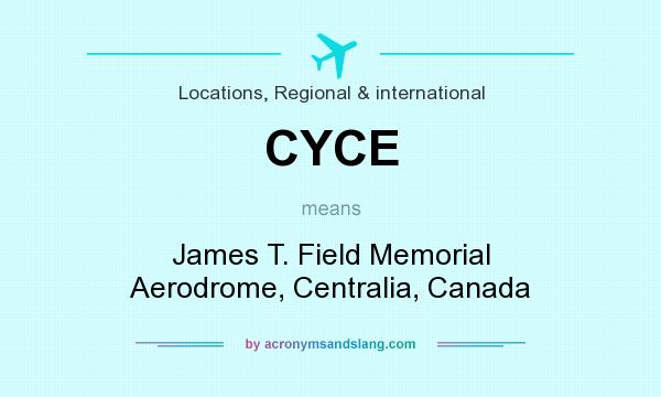 What does CYCE mean? It stands for James T. Field Memorial Aerodrome, Centralia, Canada