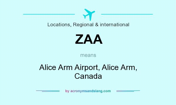 What does ZAA mean? It stands for Alice Arm Airport, Alice Arm, Canada