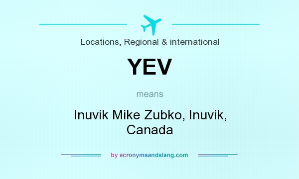 What does YEV mean? It stands for Inuvik Mike Zubko, Inuvik, Canada