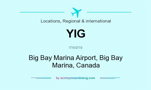 What does YIG mean? It stands for Big Bay Marina Airport, Big Bay Marina, Canada