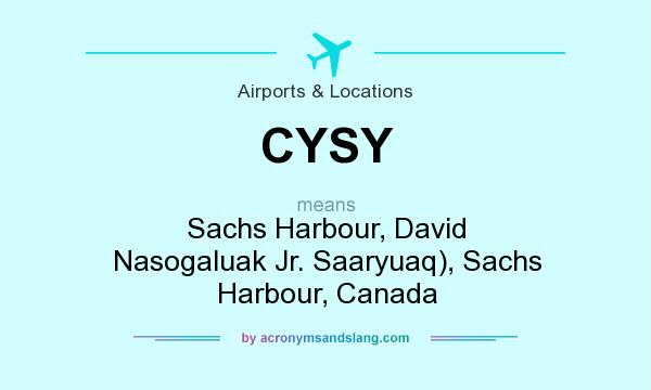 What does CYSY mean? It stands for Sachs Harbour, David Nasogaluak Jr. Saaryuaq), Sachs Harbour, Canada
