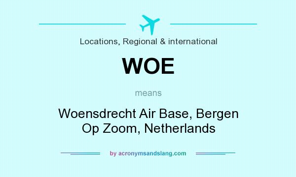 What does WOE mean? It stands for Woensdrecht Air Base, Bergen Op Zoom, Netherlands