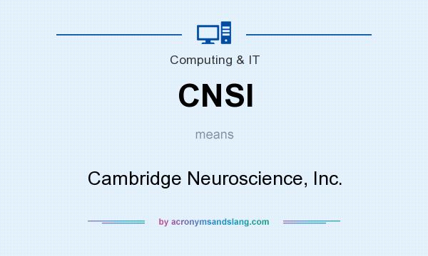What does CNSI mean? It stands for Cambridge Neuroscience, Inc.