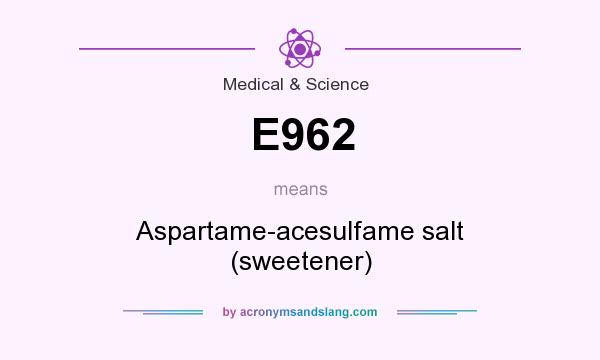 What does E962 mean? It stands for Aspartame-acesulfame salt (sweetener)
