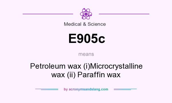 What does E905c mean? It stands for Petroleum wax (i)Microcrystalline wax (ii) Paraffin wax