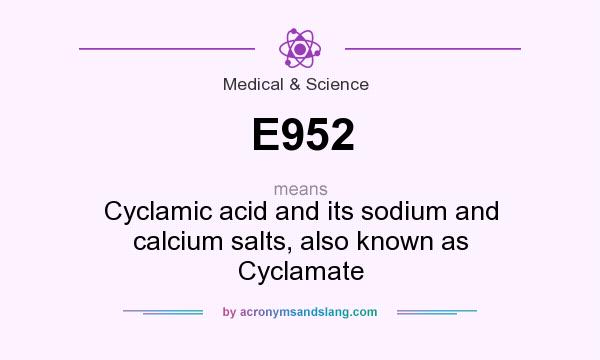 What does E952 mean? It stands for Cyclamic acid and its sodium and calcium salts, also known as Cyclamate