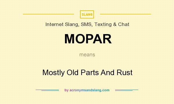 What does MOPAR mean? It stands for Mostly Old Parts And Rust