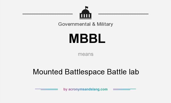 What does MBBL mean? It stands for Mounted Battlespace Battle lab
