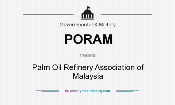 What does PORAM mean? It stands for Palm Oil Refinery Association of Malaysia
