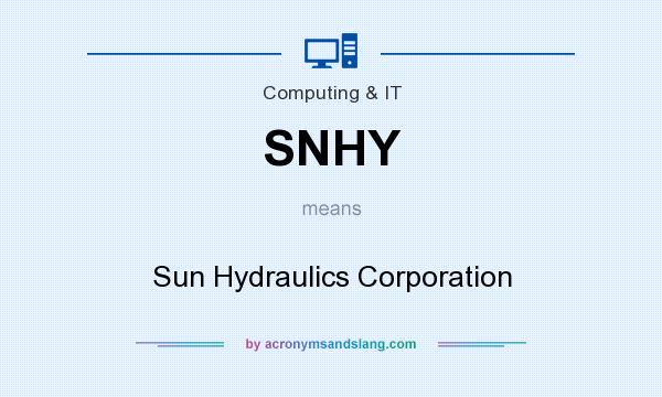 What does SNHY mean? It stands for Sun Hydraulics Corporation