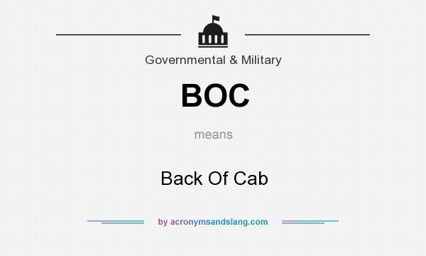 What does BOC mean? It stands for Back Of Cab
