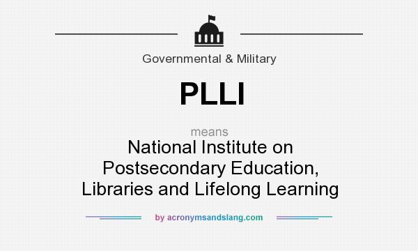 What does PLLI mean? It stands for National Institute on Postsecondary Education, Libraries and Lifelong Learning