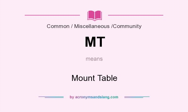 What does MT mean? It stands for Mount Table