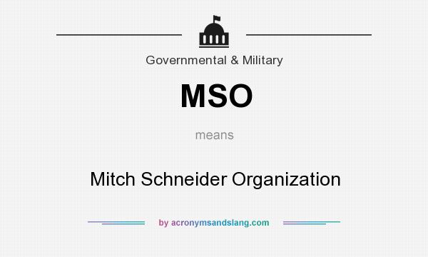 What does MSO mean? It stands for Mitch Schneider Organization