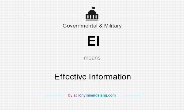 What does EI mean? It stands for Effective Information