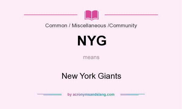 What does NYG mean? It stands for New York Giants