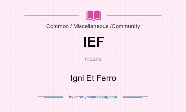 What does IEF mean? It stands for Igni Et Ferro
