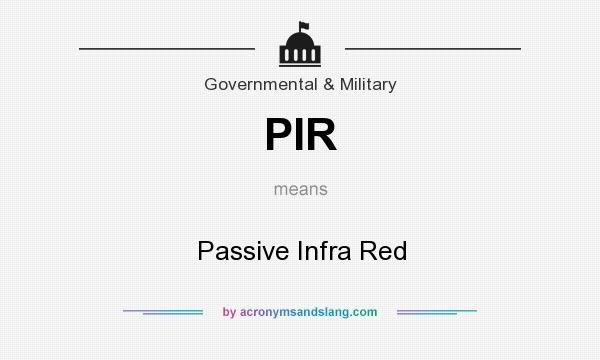 What does PIR mean? It stands for Passive Infra Red
