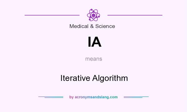 What does IA mean? It stands for Iterative Algorithm